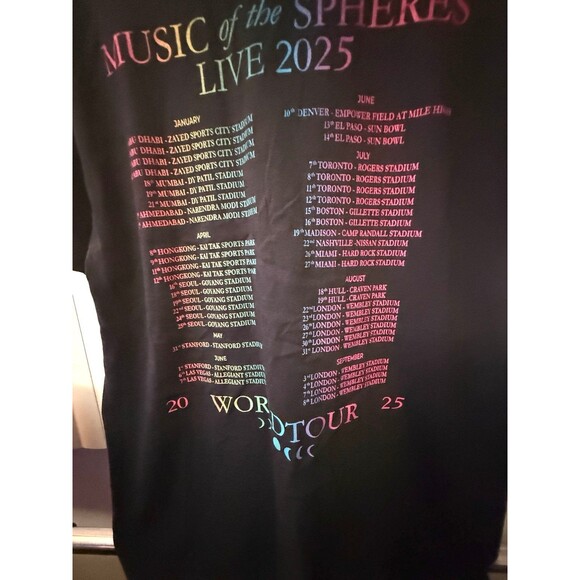 NWOT Men's Coldplay Music Of The Spheres World Tour 2025 Shirt Size Medium - Picture 6 of 6